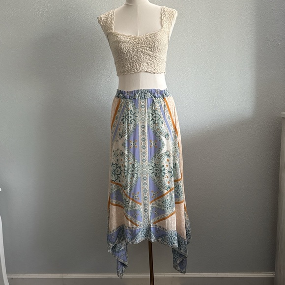 Free People Asymmetrical  Boho Flowy Skirt Size Small - Picture 1 of 11